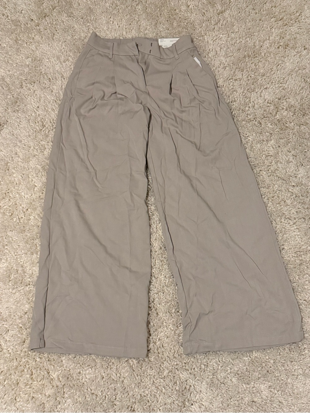 American Eagle Outfitters Light Taupe Wide-Leg Trousers